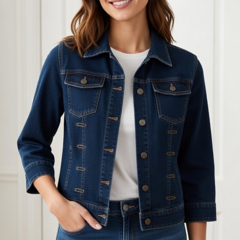 J.Jill Denim 3/4 Sleeve Cropped Jacket size Small - Picture 11 of 11